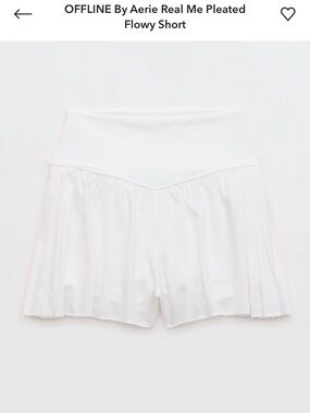 Aerie Offline Pleated Flowy Shorts - White NWT